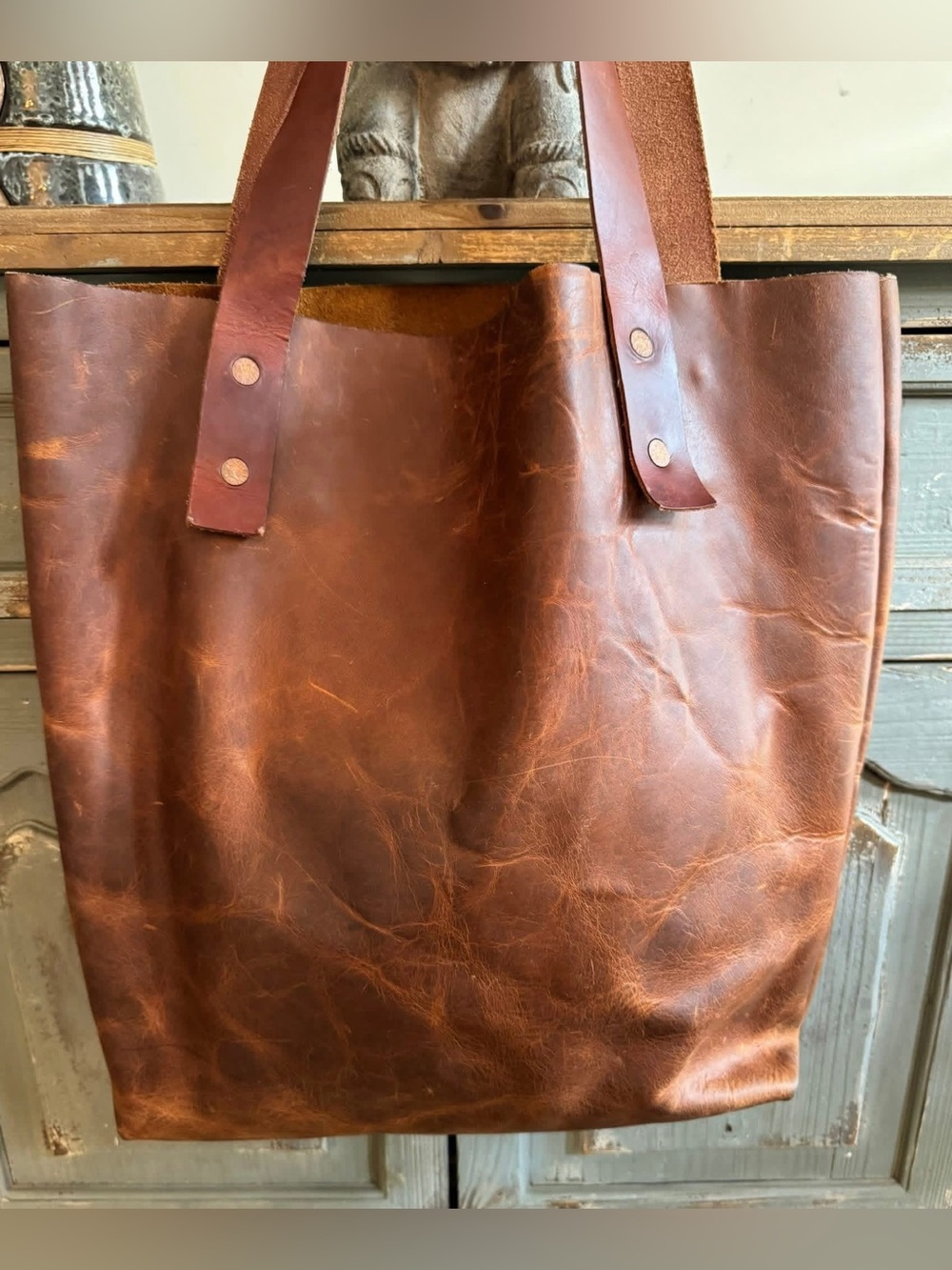 Classic Brown Leather Tote Bag - Picture 3 of 15
